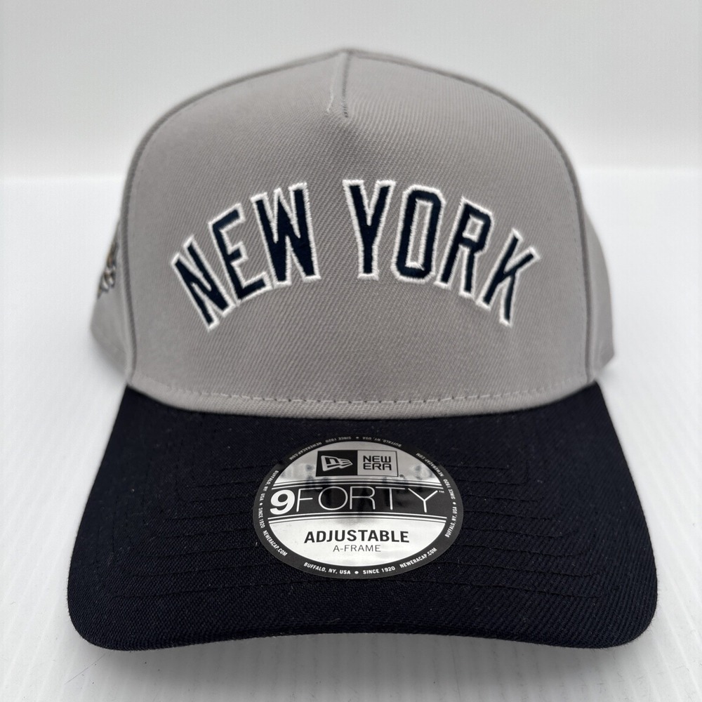 New Era 9FORTY A-Frame New York Yankees Gray Navy 100 Years Patch Snapback Hat